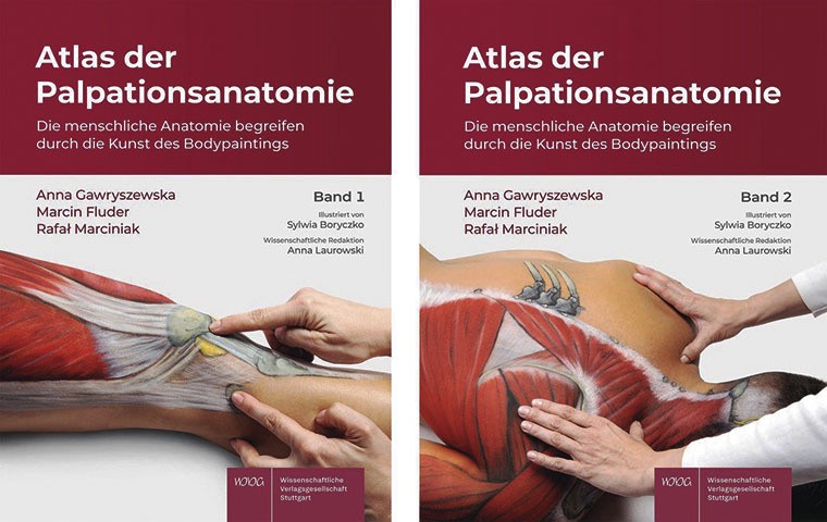 • Titelbild Bücher „Atlas der Palpationsanatomie Band 1 und 2“ von Anna Gawryszewska, Marcin Fluder, Rafal Marciniak